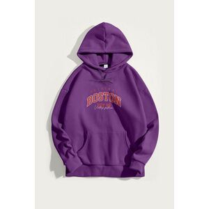 Mikina s Kapucí, Barva Fialová , s Potiskem Boston Original obraz