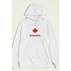 Mikina s Kapucí, Barva Bílá, s Potiskem Canada obraz