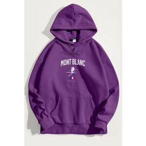 Mikina s Kapucí, Barva Fialová , s Potiskem Mont Blanc Alps obraz