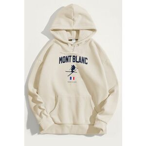 Mikina s Kapucí, Barva Ekru, s Potiskem Mont Blanc Alps obraz