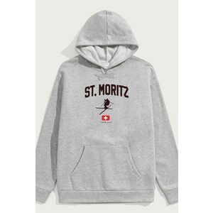 Mikina s Kapucí, Barva Šedá, s Potiskem St. Moritz Swiss Alps obraz