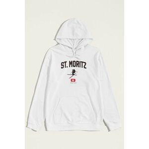 Mikina s Kapucí, Barva Bílá, s Potiskem St. Moritz Swiss Alps obraz