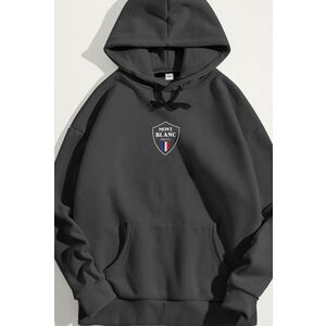 Mikina s Kapucí, Barva Železitě Šedá, s Potiskem Mont Blanc Flag obraz