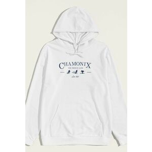 Mikina s Kapucí, Barva Bílá, s Potiskem Chamonix French Alps obraz