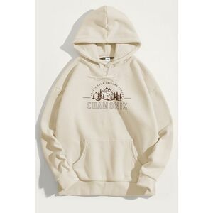 Mikina s Kapucí, Barva Ekru, s Potiskem Chamonix Ski Resorts obraz