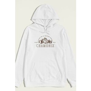 Mikina s Kapucí, Barva Bílá, s Potiskem Chamonix Ski Resorts obraz