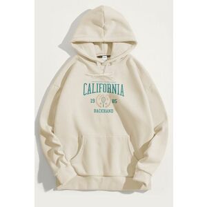 Mikina s Kapucí, Barva Ekru, s Potiskem California Tennis Club obraz