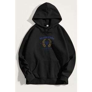 Mikina s Kapucí, Barva Černá, s Potiskem Monte Carlo Country Club obraz