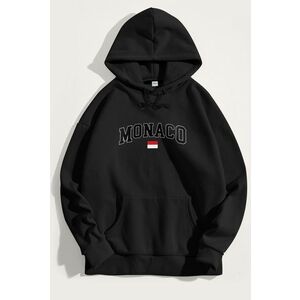 Mikina s Kapucí, Barva Černá, s Potiskem Monaco Flag obraz