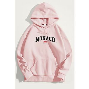 Mikina s Kapucí, Barva Růžová, s Potiskem Monaco Flag obraz