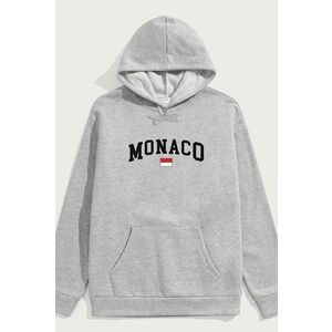 Mikina s Kapucí, Barva Šedá, s Potiskem Monaco Flag obraz