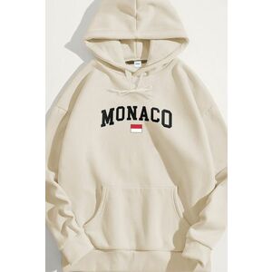 Mikina s Kapucí, Barva Ekru, s Potiskem Monaco Flag obraz