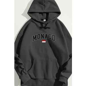 Mikina s Kapucí, Barva Železitě Šedá, s Potiskem Monaco Flag obraz