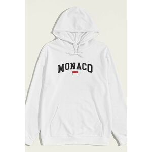 Mikina s Kapucí, Barva Bílá, s Potiskem Monaco Flag obraz