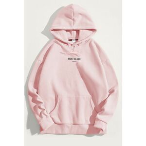Mikina s Kapucí, Barva Růžová, s Potiskem Mont Blanc Minimal obraz