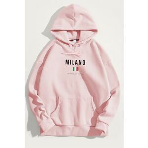 Mikina s Kapucí, Barva Růžová, s Potiskem Milano La Repubblica obraz