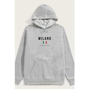 Mikina s Kapucí, Barva Šedá, s Potiskem Milano La Repubblica obraz