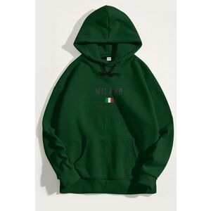 Mikina s Kapucí, Barva Zelená, s Potiskem Milano La Repubblica obraz