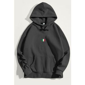 Mikina s Kapucí, Barva Železitě Šedá, s Potiskem Milano La Repubblica obraz