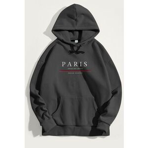 Mikina s Kapucí, Barva Železitě Šedá, s Potiskem Paris Dream Makers obraz