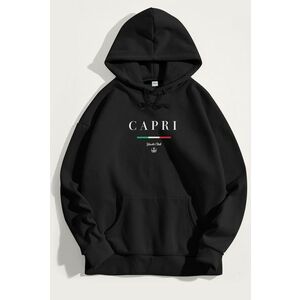 Mikina s Kapucí, Barva Černá, s Potiskem Capri Yacht Club obraz