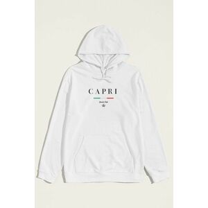 Mikina s Kapucí, Barva Bílá, s Potiskem Capri Yacht Club obraz