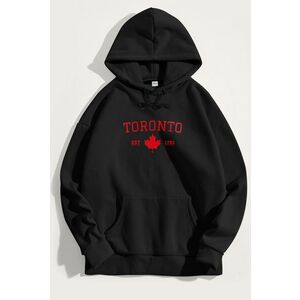 Mikina s Kapucí, Barva Černá, s Potiskem Toronto obraz