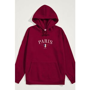 Mikina s Kapucí, Barva Bordó, s Potiskem Paris XXXIII obraz