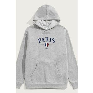 Mikina s Kapucí, Barva Šedá, s Potiskem Paris XXXIII obraz