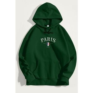 Mikina s Kapucí, Barva Zelená, s Potiskem Paris XXXIII obraz