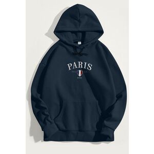 Mikina s Kapucí, Barva Modrá, s Potiskem Paris XXXIII obraz
