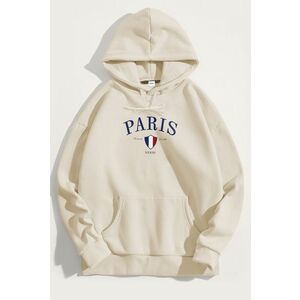 Mikina s Kapucí, Barva Ekru, s Potiskem Paris XXXIII obraz