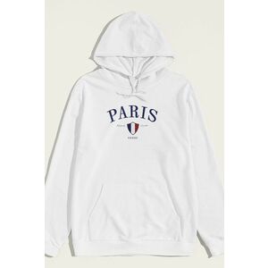 Mikina s Kapucí, Barva Bílá, s Potiskem Paris XXXIII obraz