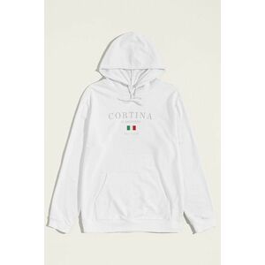 Mikina s Kapucí, Barva Bílá, s Potiskem Cortina Ski Club obraz