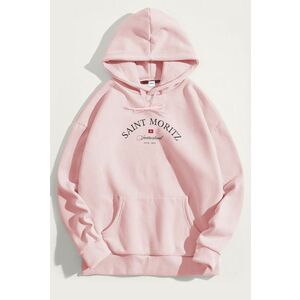 Mikina s Kapucí, Barva Růžová, s Potiskem Saint Moritz Switzerland obraz