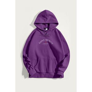 Mikina s Kapucí, Barva Fialová , s Potiskem Saint Moritz Switzerland obraz