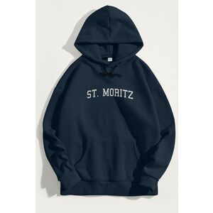 Mikina s Kapucí, Barva Modrá, s Potiskem St. Moritz obraz