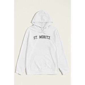 Mikina s Kapucí, Barva Bílá, s Potiskem St. Moritz obraz