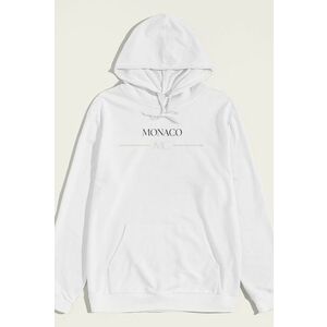 Mikina s Kapucí, Barva Bílá, s Potiskem Monaco MC obraz