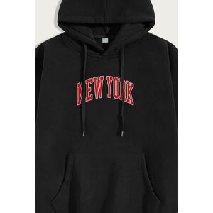 Mikina s Kapucí, Barva Černá, s Potiskem New York Red obraz
