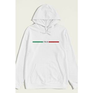 Mikina s Kapucí, Barva Bílá, s Potiskem Italia Red Green obraz