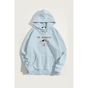 Mikina s Kapucí, Barva Nebesky Modrá , s Potiskem St. Moritz Swiss Ski Club obraz