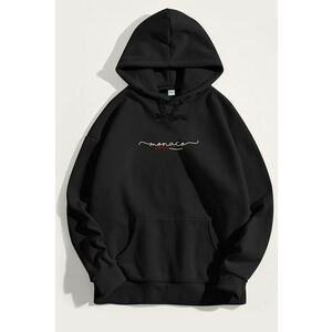 Mikina s Kapucí, Barva Černá, s Potiskem Monaco Calligraphy obraz