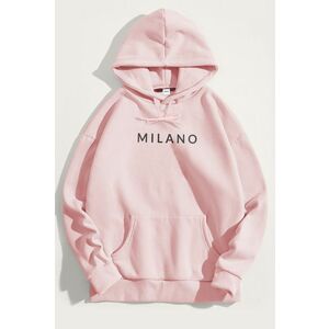 Mikina s Kapucí, Barva Růžová, s Potiskem Milano Grey obraz