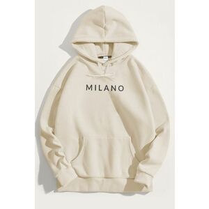 Mikina s Kapucí, Barva Ekru, s Potiskem Milano Grey obraz