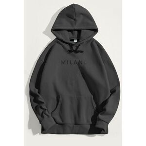 Mikina s Kapucí, Barva Železitě Šedá, s Potiskem Milano Grey obraz