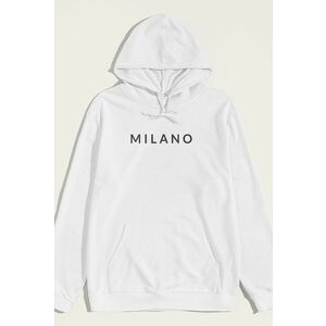 Mikina s Kapucí, Barva Bílá, s Potiskem Milano Grey obraz