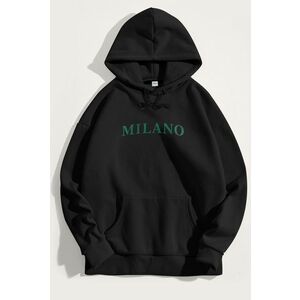Mikina s Kapucí, Barva Černá, s Potiskem Milano Green obraz