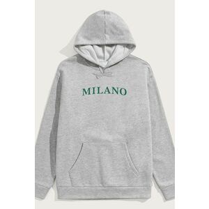 Mikina s Kapucí, Barva Šedá, s Potiskem Milano Green obraz