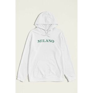 Mikina s Kapucí, Barva Bílá, s Potiskem Milano Green obraz